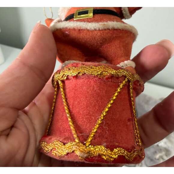VTG Mr. Christmas Santa Claus Flocked Dancing on Drum Ornament 1972 - Picture 5 of 16